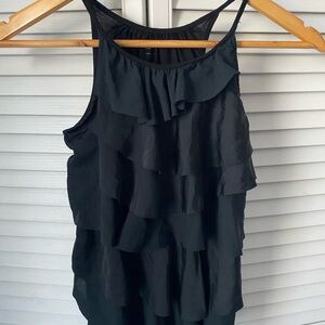 LOFT Black Layered Ruffle Camisole